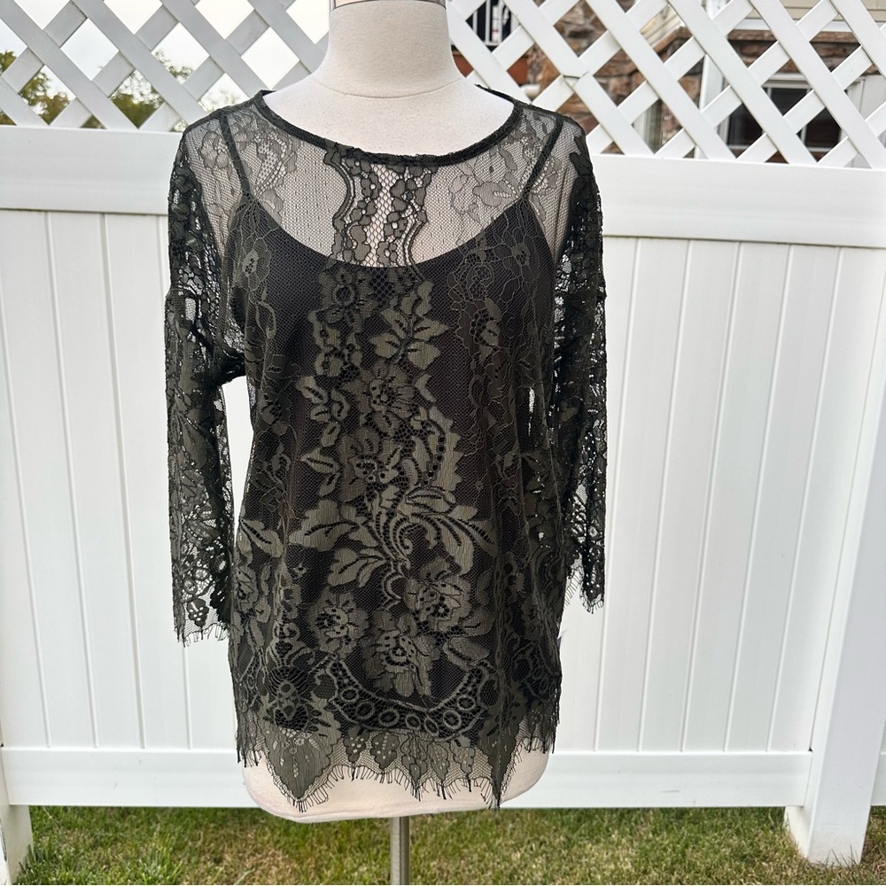 APT 9 Grape Leaf 2 Piece Lace Top - Picture 4 of 14